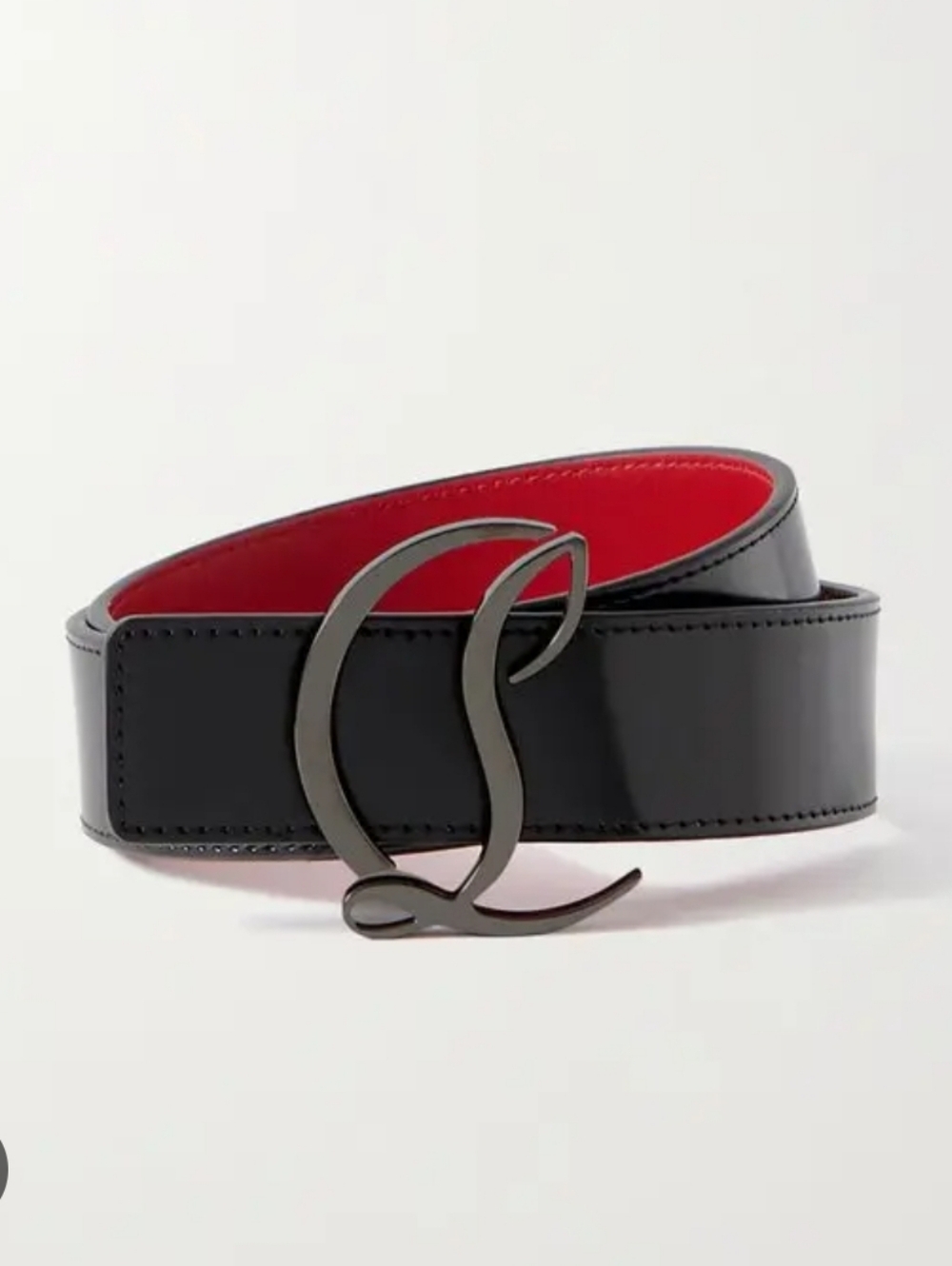 $590 Christian Louboutin W Cl' Logo Belt Black Leather 75